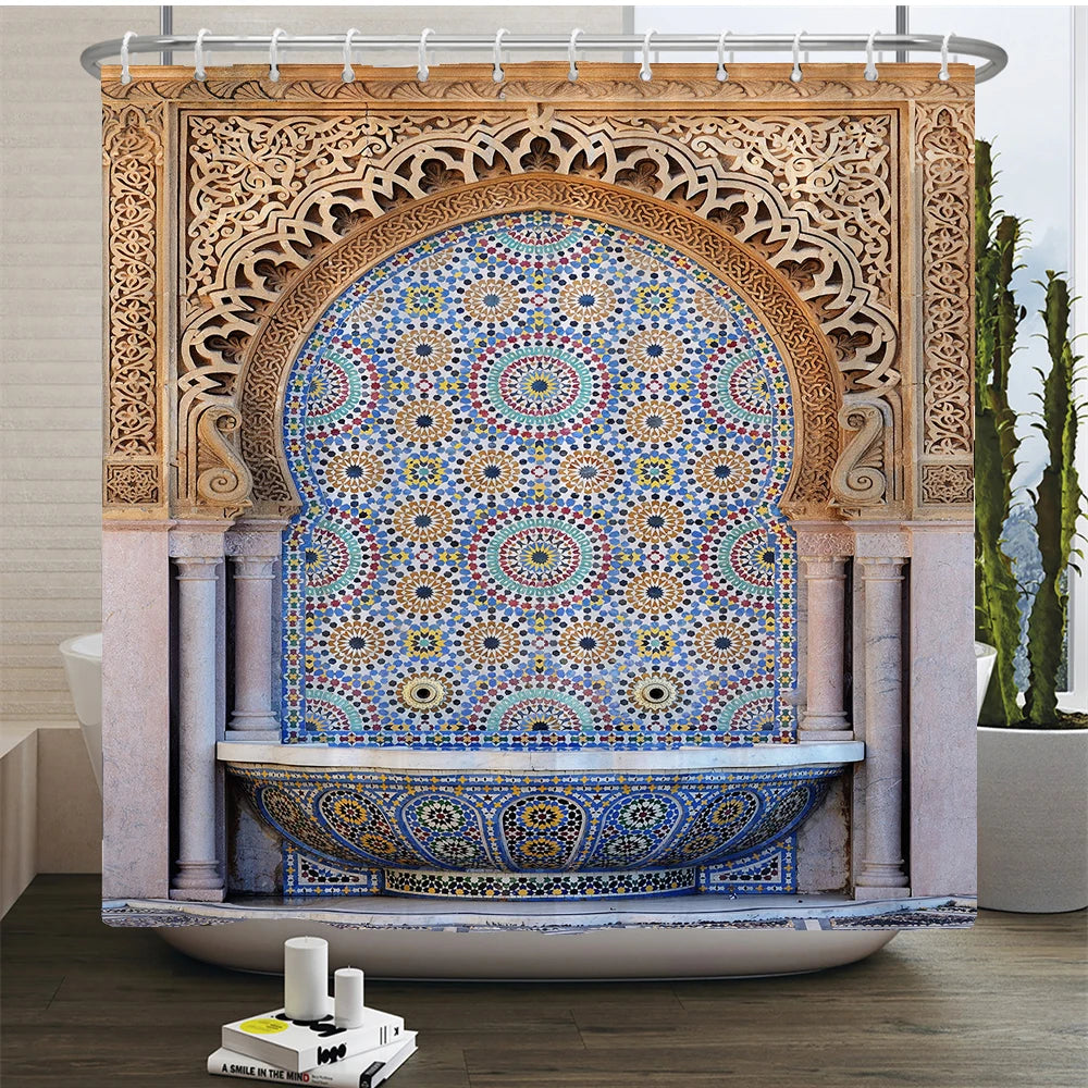 3D Duschvorhang – Marokkanischer Stil – 180x180cm