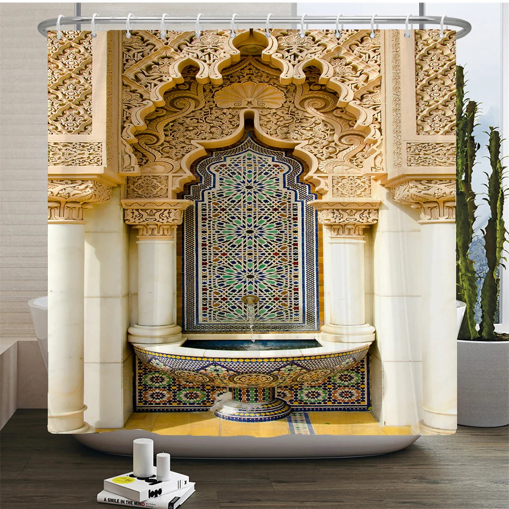 3D Duschvorhang – Marokkanischer Stil – 180x180cm