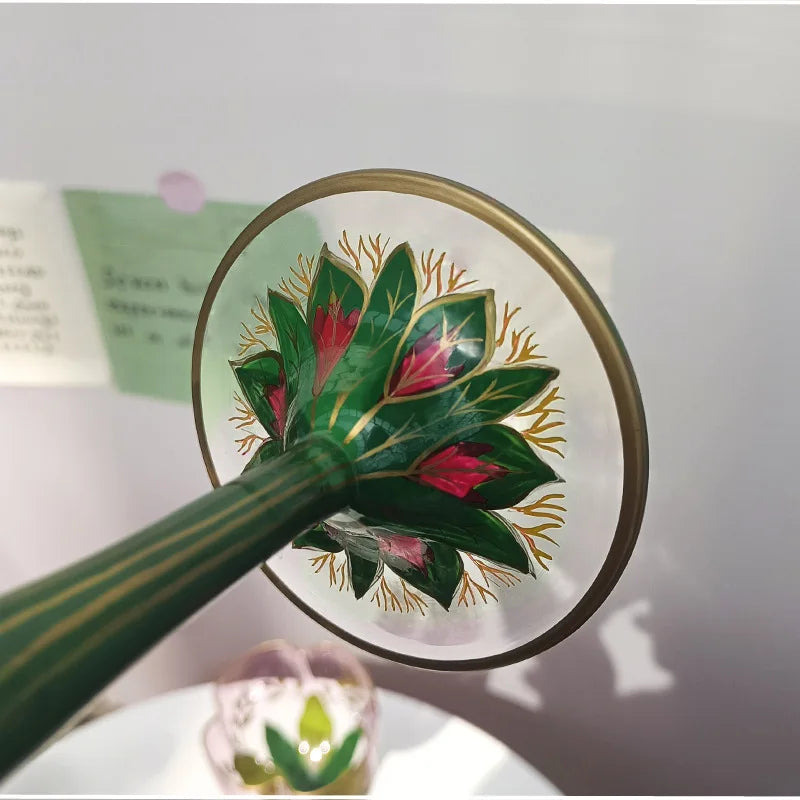 Vintage Glas Kelch – Handbemaltes Design