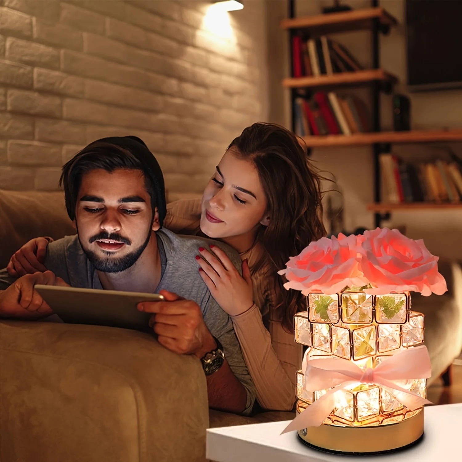 LED-Nachtlicht – Romantische Kristallrose – USB-Anschluss