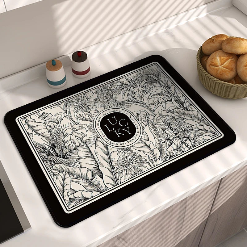 Absorbierender Küchenteppich mit Blumenmuster aus Polyester, Grösse 40x60 cm