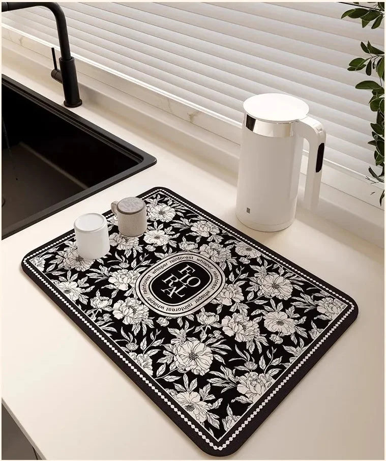 Abtropfmatte aus Diatomerde, mehrfarbig, Grösse: 50x60 cm, japanischer Stil