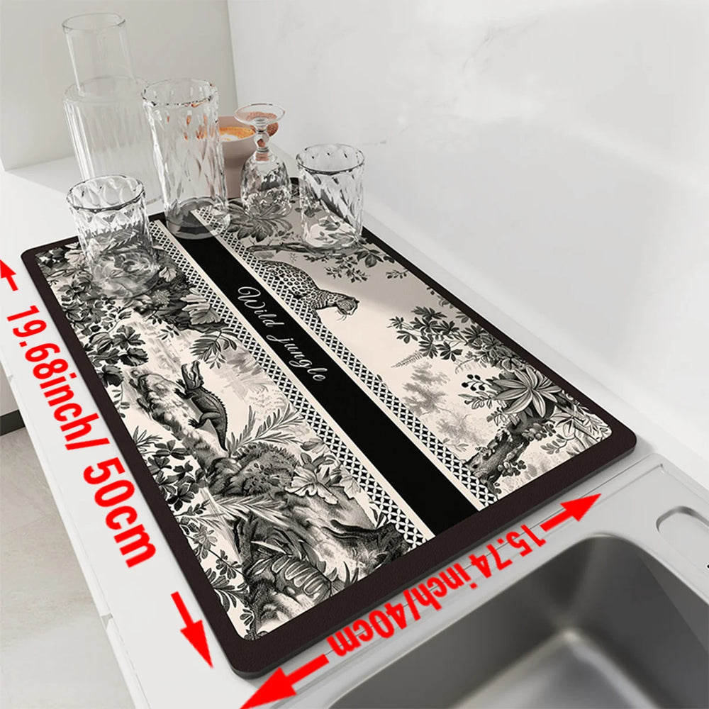 mehrfarbige rutschfeste Küchenabstropfmatte aus Diatomit 50x60 cm japanischer Stil