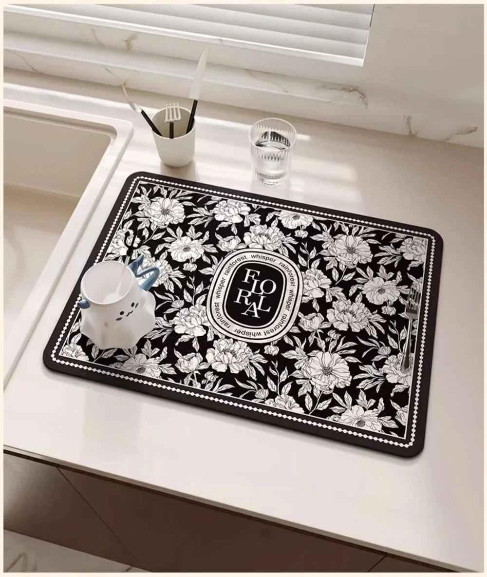 Mehrfarbige Diatomerde Abtropfmatte für Küche 50x60 cm, japanischer Stil