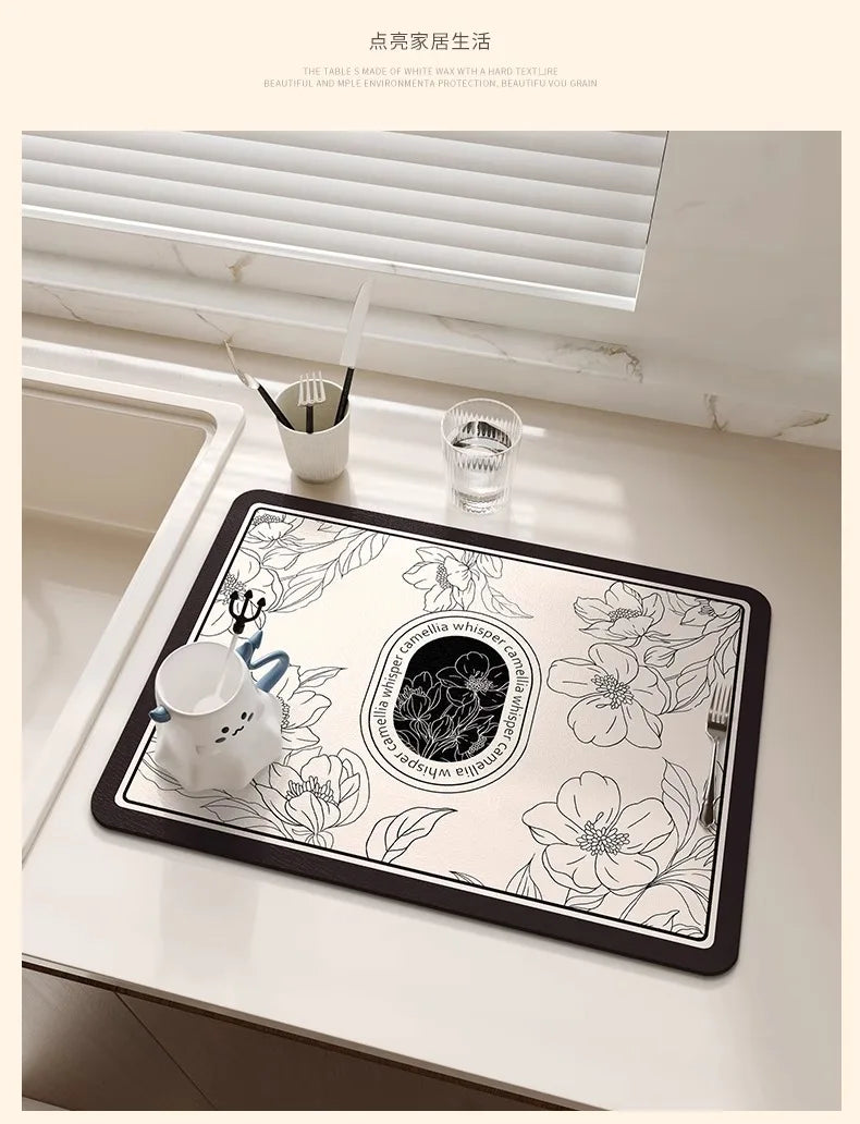 Abtropfmatte im japanischen Stil aus Diatomit, mehrfarbig, Grösse 30x40 cm