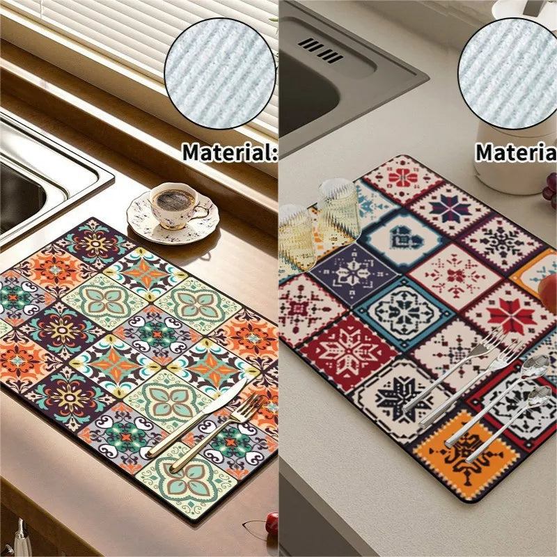 Florale Abtropfmatte aus Polyester in verschiedenen Farben, 40cmx60cm