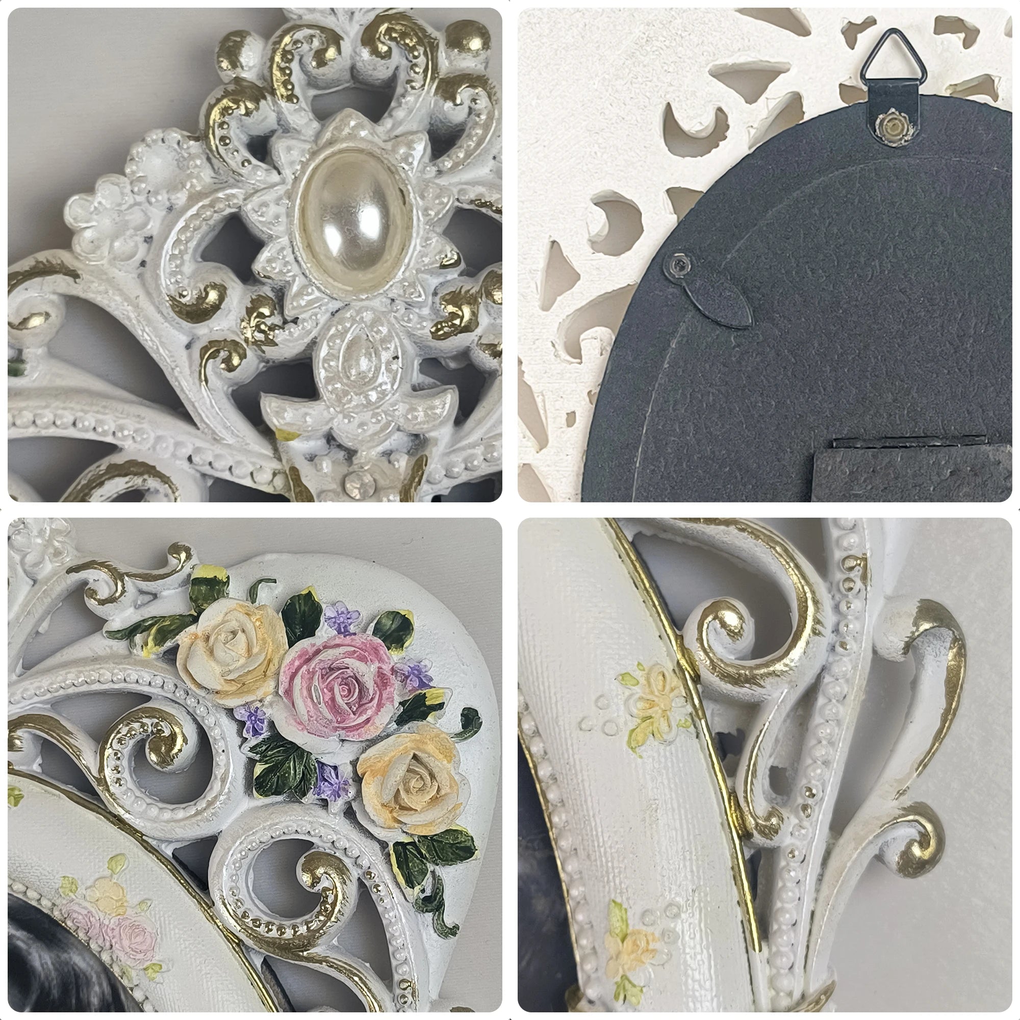 Vintage viktorianischer Resin-Fotorahmen – Klassischer runder Stil