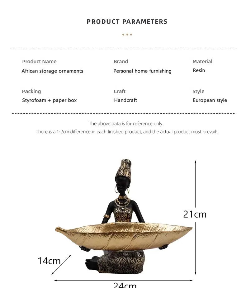 Afrikanische Frau Tablett – Modernes Design aus Harz – 10.5x12.6x20cm