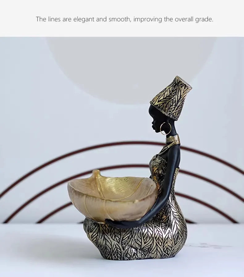 Afrikanische Frau Tablett – Modernes Design aus Harz – 10.5x12.6x20cm