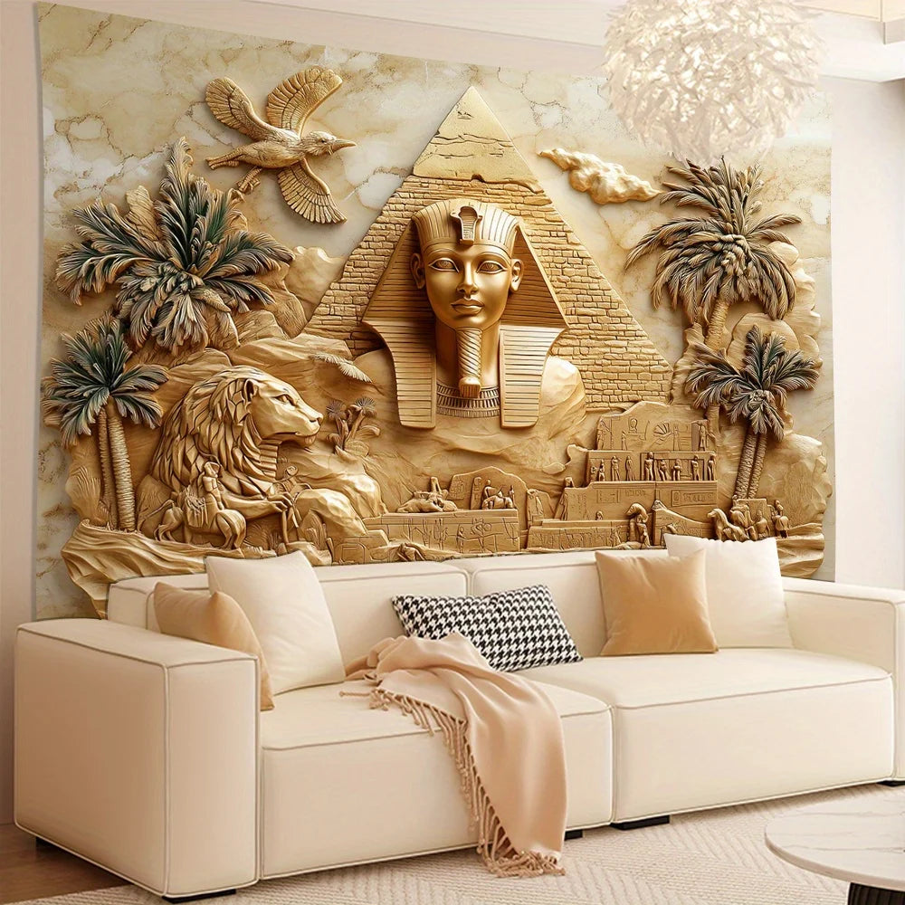 Ägyptischer 3D-Wandteppich aus Polyester in leuchtender Farbe, Grösse: 70x100 cm