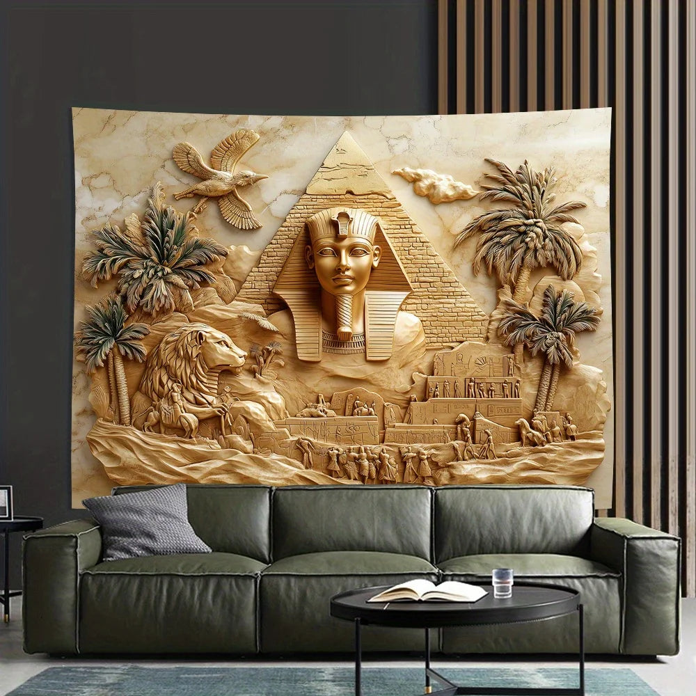 Ägyptischer 3D-Wandteppich aus Polyester in leuchtenden Farben, 70x100 cm