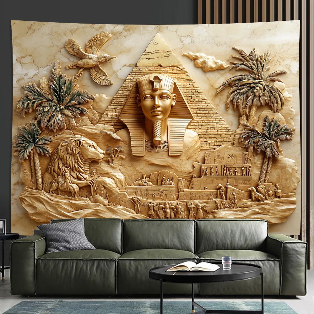 Ägyptischer 3D-Wandteppich aus Polyester in leuchtendem Design, Grösse 70x100 cm