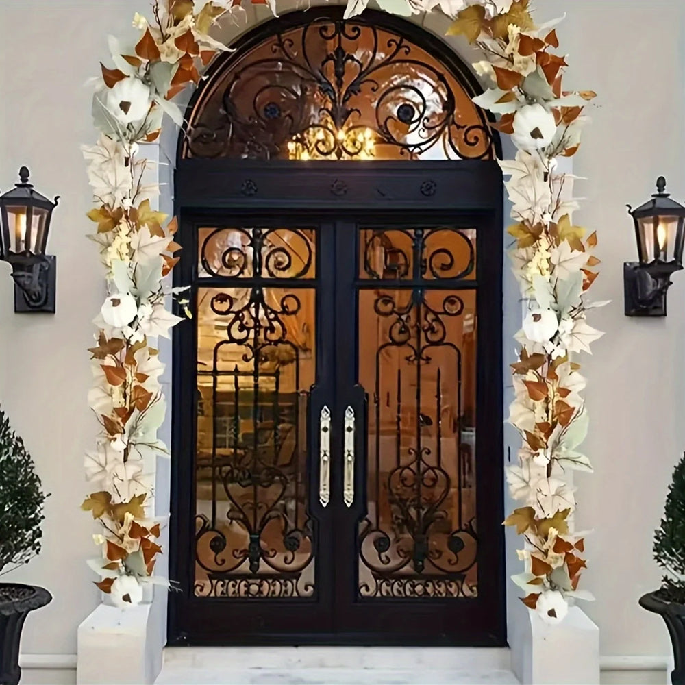 Ahornblatt & Kürbis Kranz – Rustikales Vlies-Design