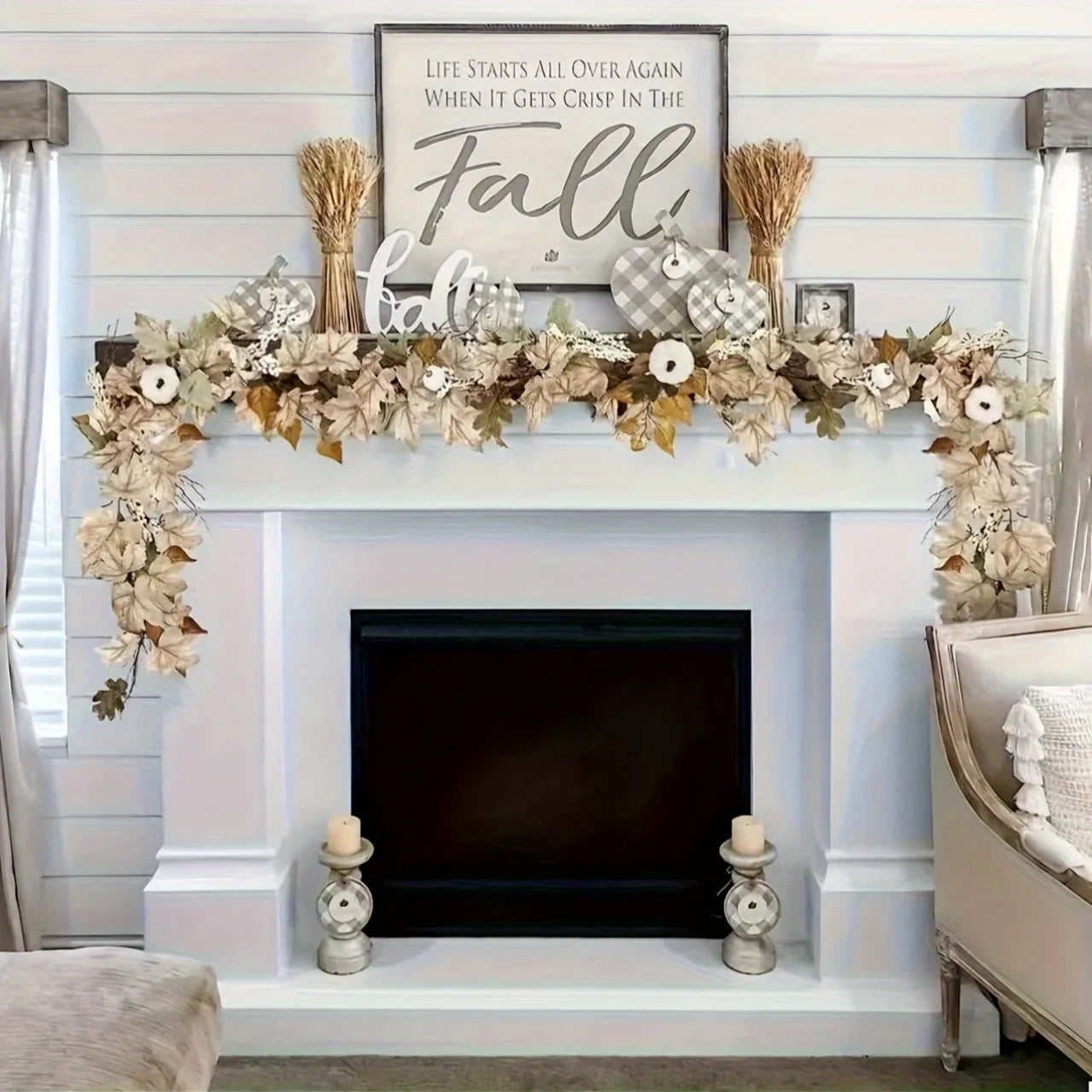 Ahornblatt & Kürbis Kranz – Rustikales Vlies-Design