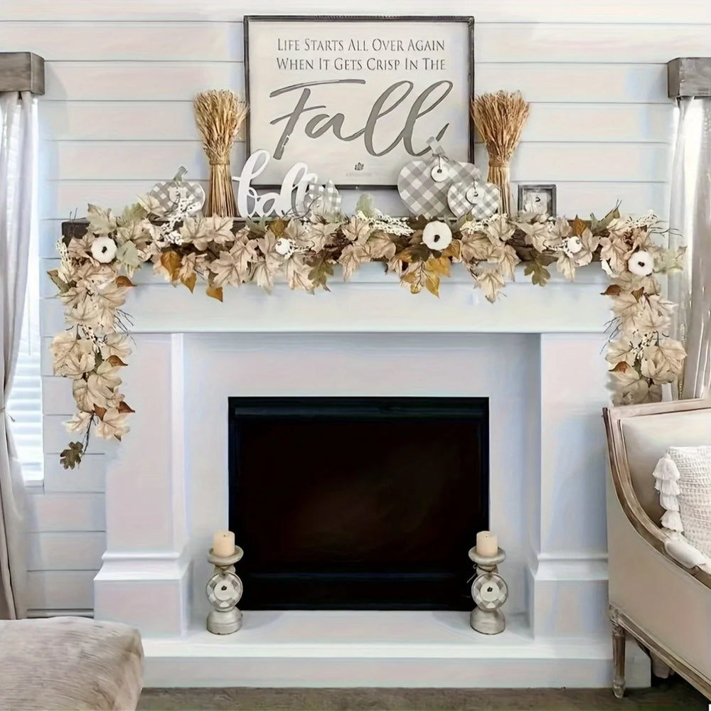 Ahornblatt & Kürbis Kranz – Rustikales Vlies-Design