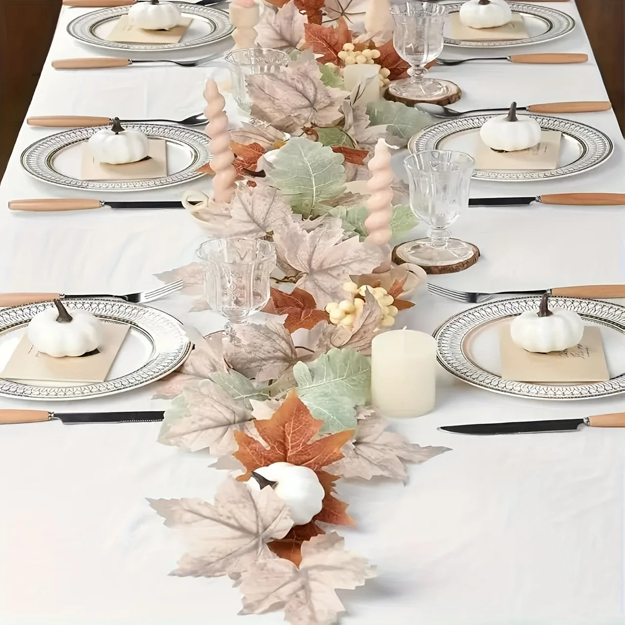 Ahornblatt & Kürbis Kranz – Rustikales Vlies-Design