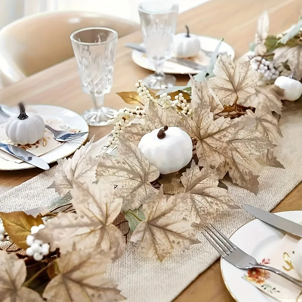 Ahornblatt & Kürbis Kranz – Rustikales Vlies-Design