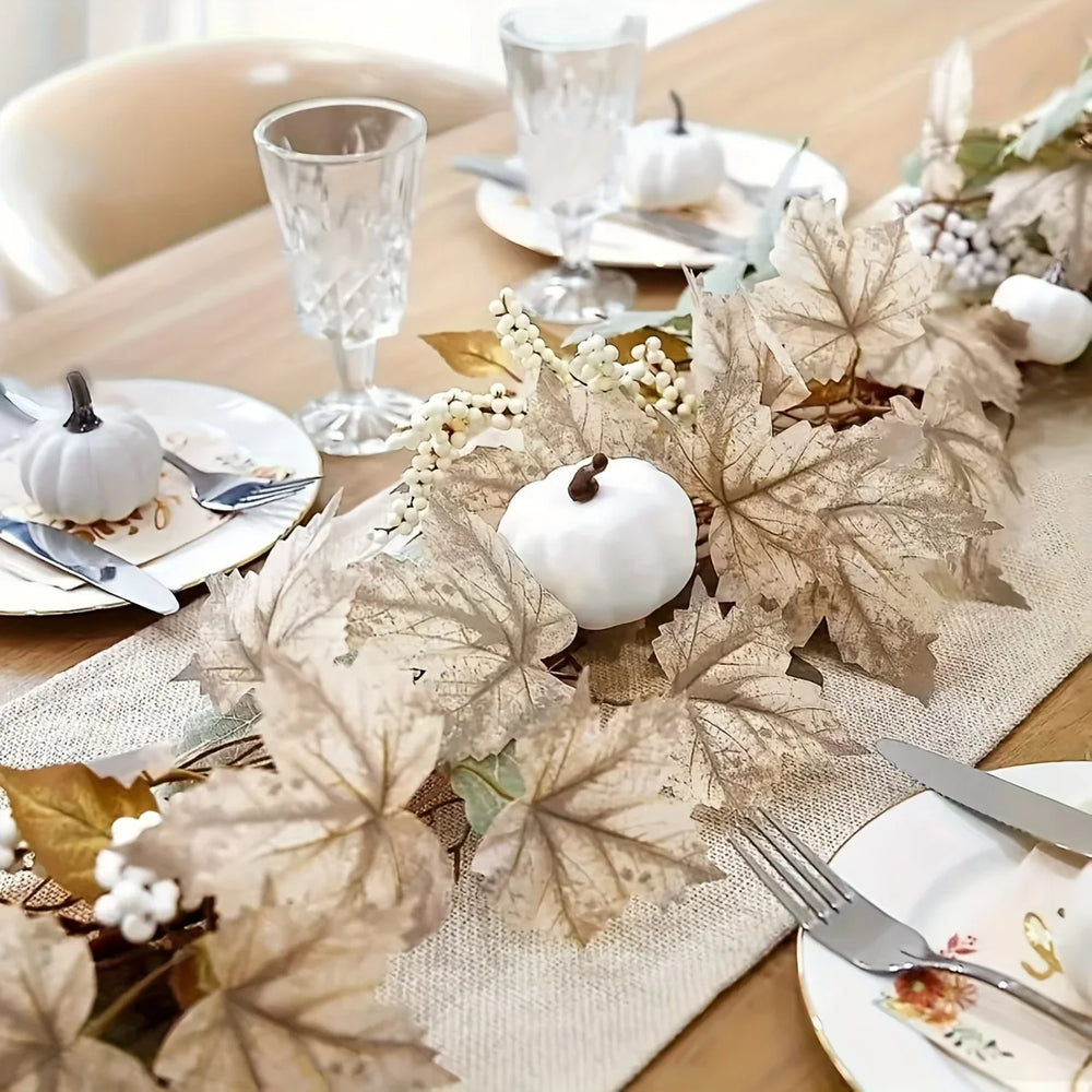 Ahornblatt & Kürbis Kranz – Rustikales Vlies-Design