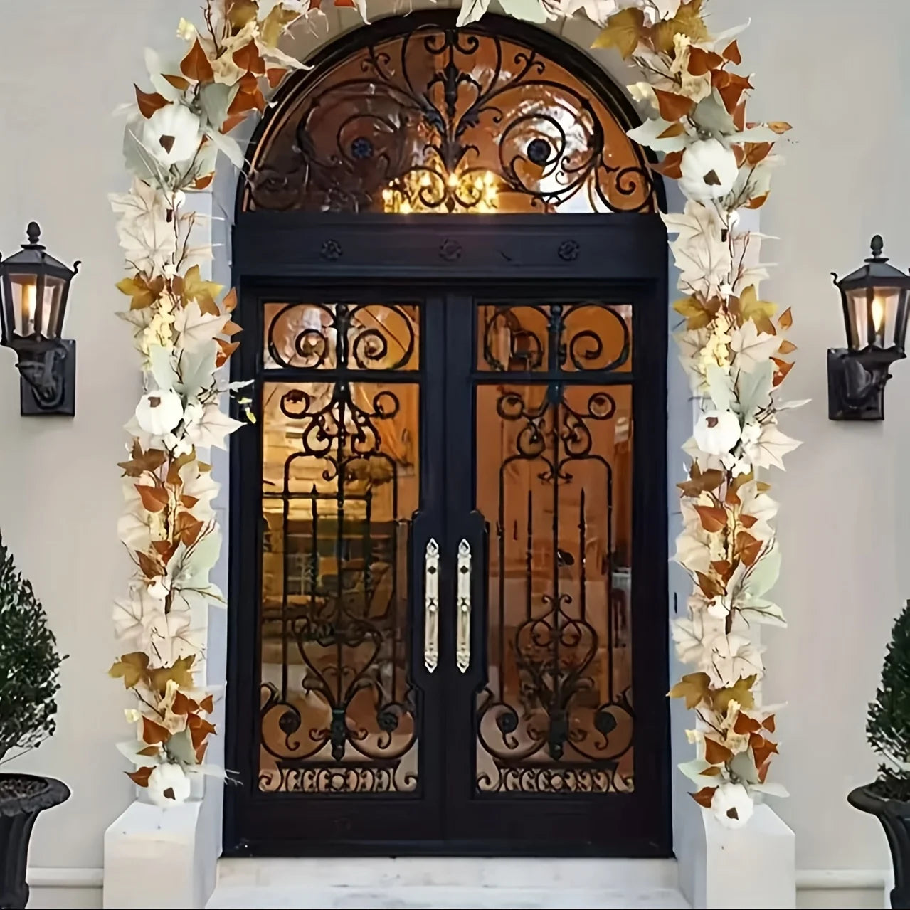 Ahornblatt & Kürbis Kranz – Rustikales Vlies-Design