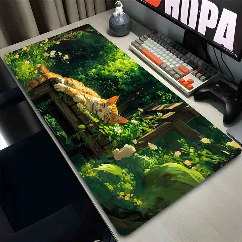 Anime Mouse Pad aus Gummi im modernen Stil, mehrfarbig, Grösse: 100x50 cm