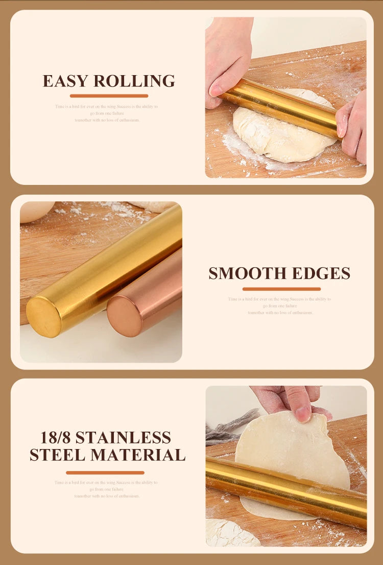 Antihaft-Teigroller – Edelstahl Matt – Einsatz am Tisch