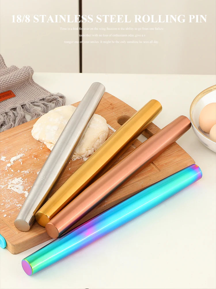 Antihaft-Teigroller – Edelstahl Matt – Einsatz am Tisch