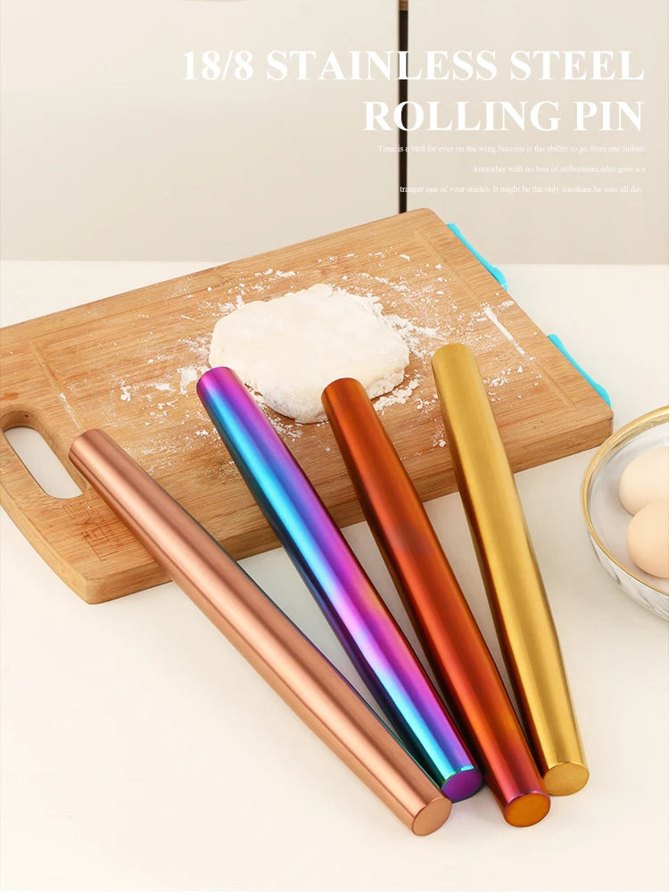 Antihaft-Teigroller – Edelstahl Matt – Einsatz am Tisch