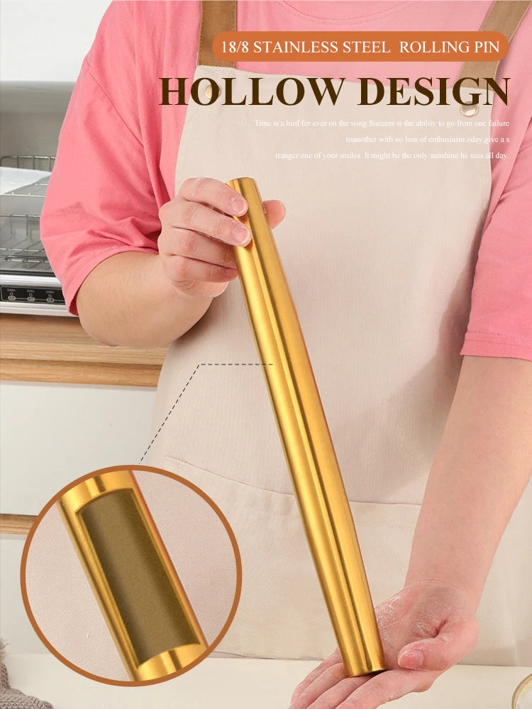 Antihaft-Teigroller – Edelstahl Matt – Einsatz am Tisch