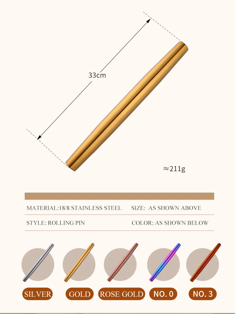 Antihaft-Teigroller – Edelstahl Matt – Einsatz am Tisch