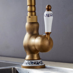 Antik Messing Waschbeckenarmatur im Vintage-Stil, Material: Messing, Farbe: Antik