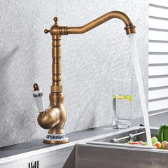 Antike Messing-Waschbeckenarmatur im Vintage-Stil, Farbe: Antik
