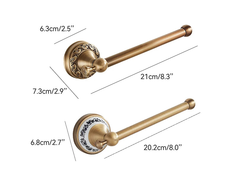 Antiker Messing Toilettenhalter – Kupfer Wandmontage