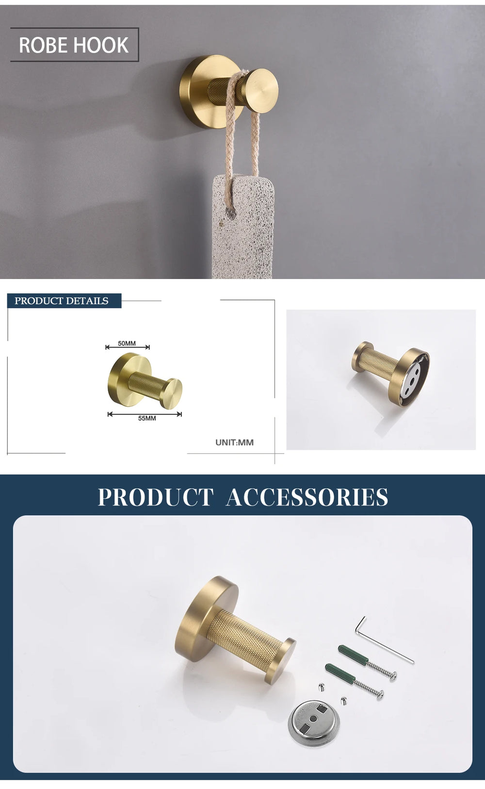 Badezimmer Hardware Set – Gebürstetes Gold – Wandmontage