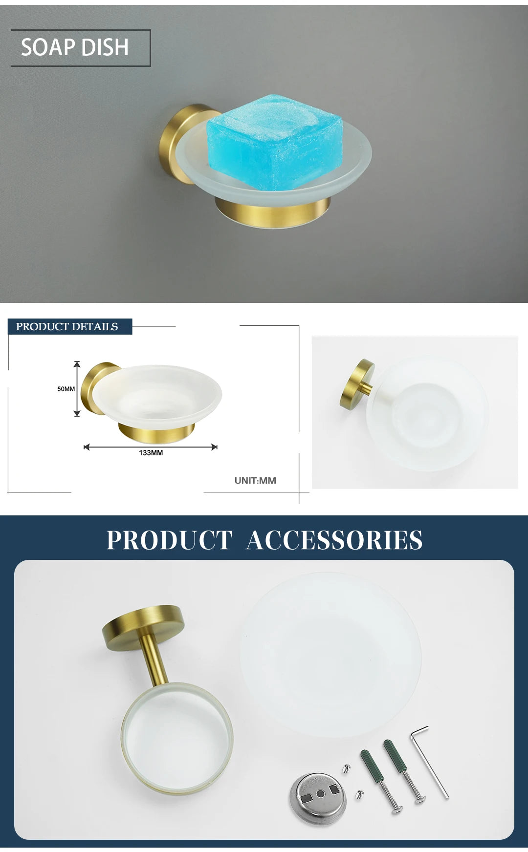 Badezimmer Hardware Set – Gebürstetes Gold – Wandmontage