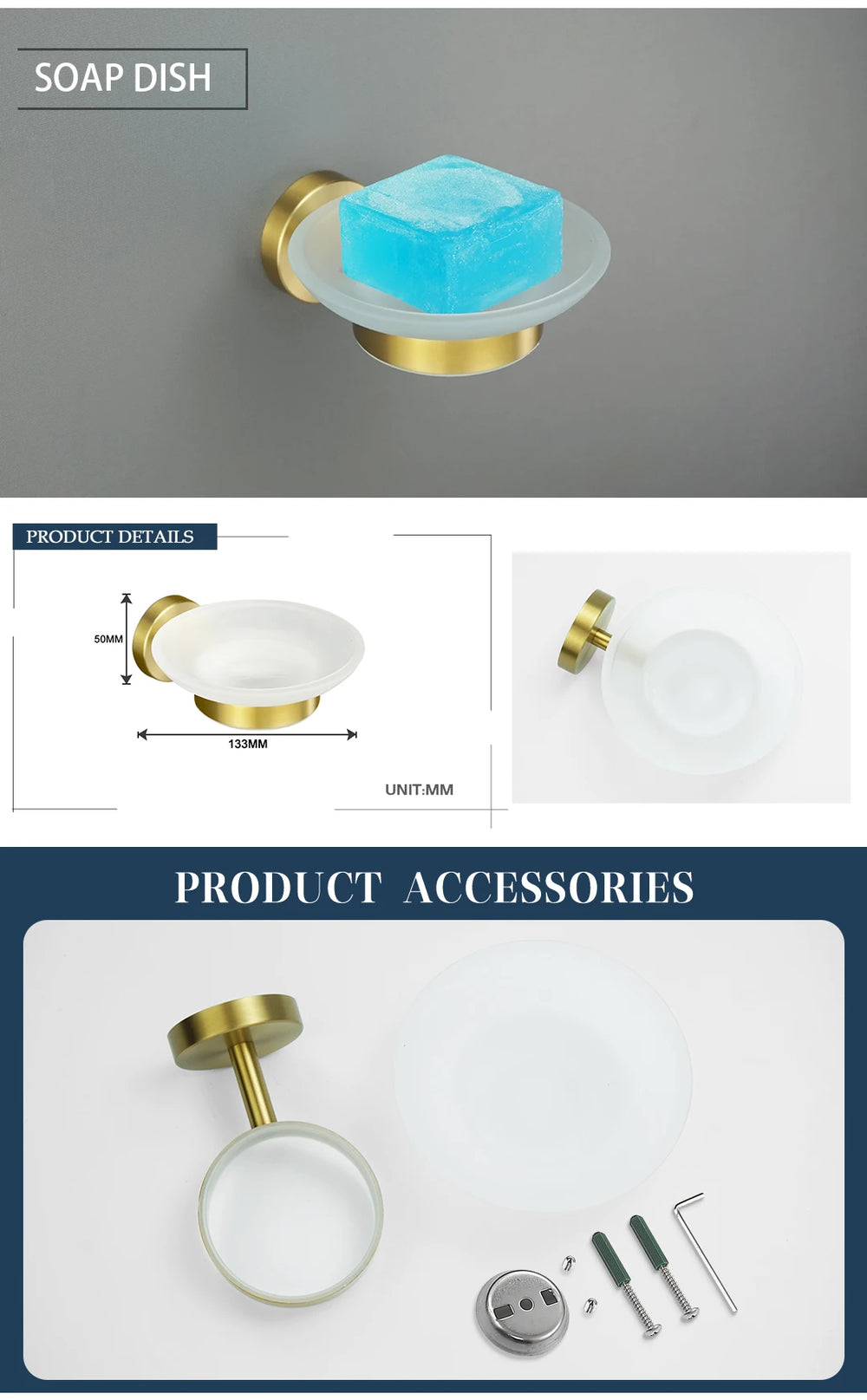 Badezimmer Hardware Set – Gebürstetes Gold – Wandmontage