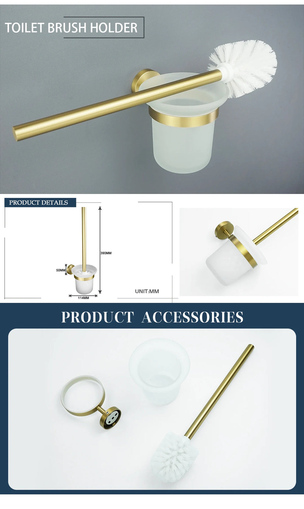 Badezimmer Hardware Set – Gebürstetes Gold – Wandmontage