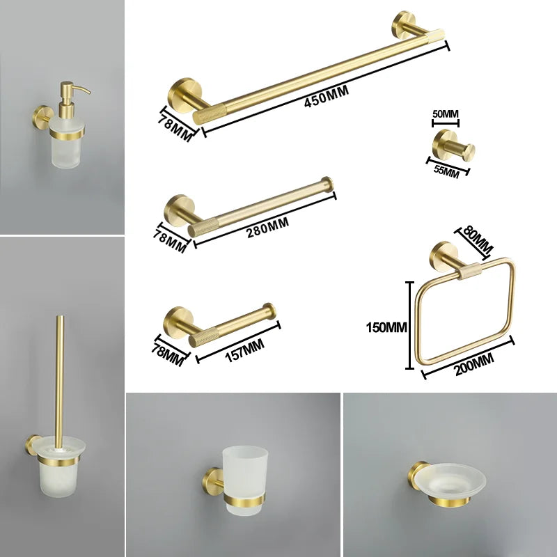 Badezimmer Hardware Set – Gebürstetes Gold – Wandmontage