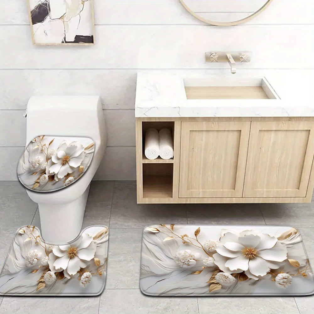 Badezimmermatte – Modernes Suede Blumenmuster