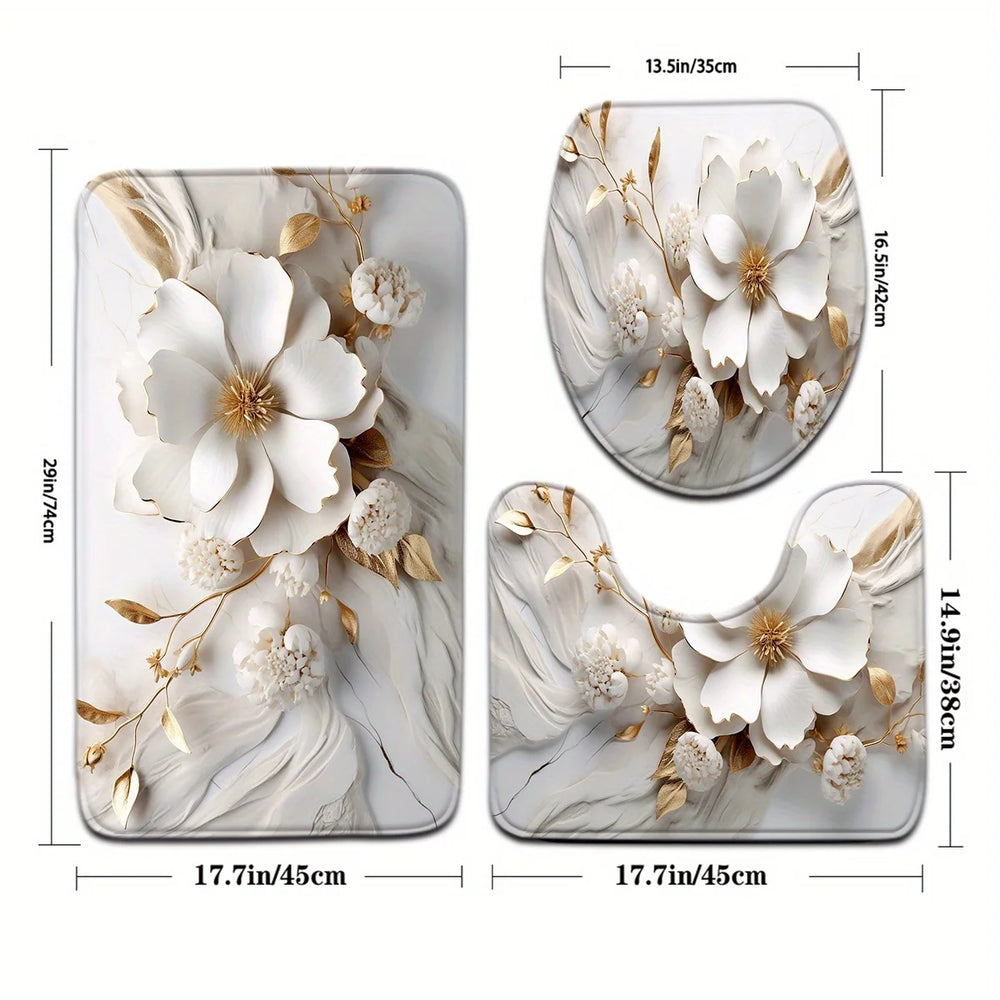 Badezimmermatte – Modernes Suede Blumenmuster