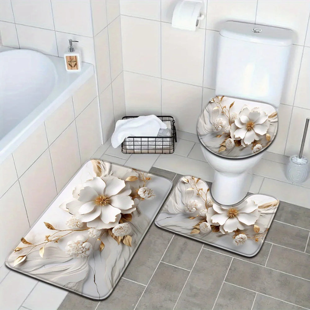 Badezimmermatte – Modernes Suede Blumenmuster