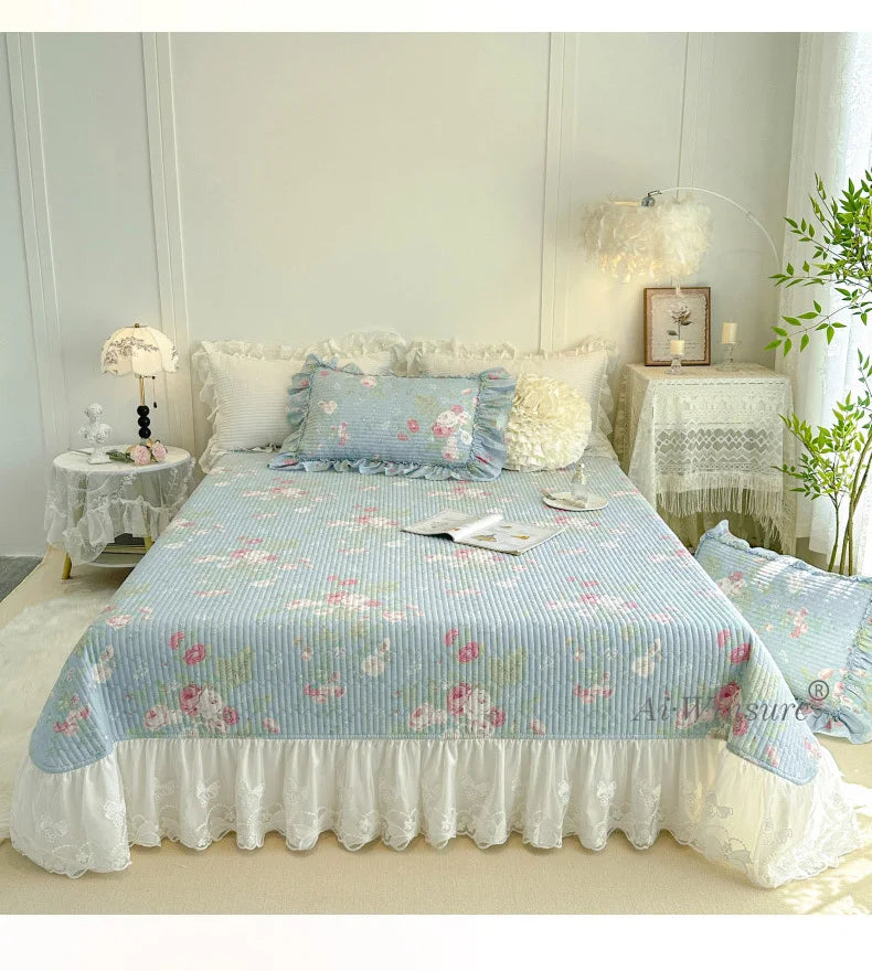 Baumwoll-Bettdecken-Set – Romantisches Spitzen-Design – Doppelbett