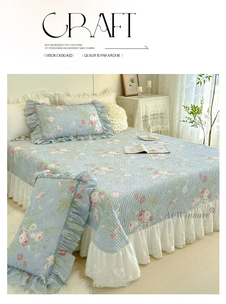 Baumwoll-Bettdecken-Set – Romantisches Spitzen-Design – Doppelbett