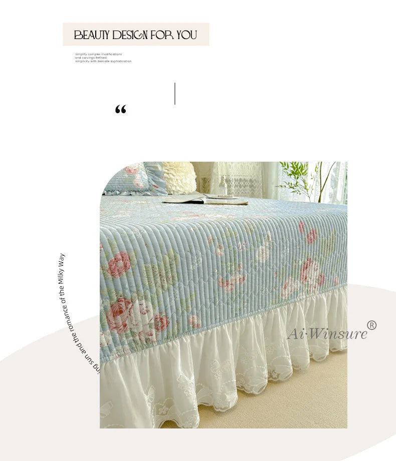 Baumwoll-Bettdecken-Set – Romantisches Spitzen-Design – Doppelbett