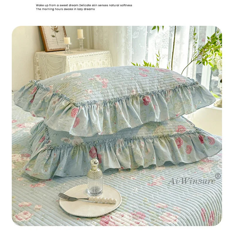 Baumwoll-Bettdecken-Set – Romantisches Spitzen-Design – Doppelbett