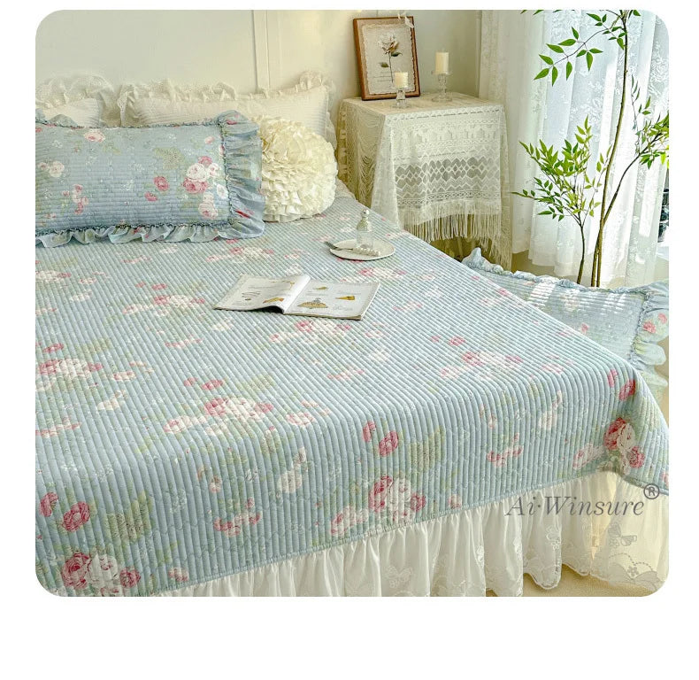 Baumwoll-Bettdecken-Set – Romantisches Spitzen-Design – Doppelbett