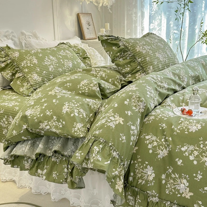 Baumwoll-Bettdecken-Set – Romantisches Spitzen-Design – Doppelbett