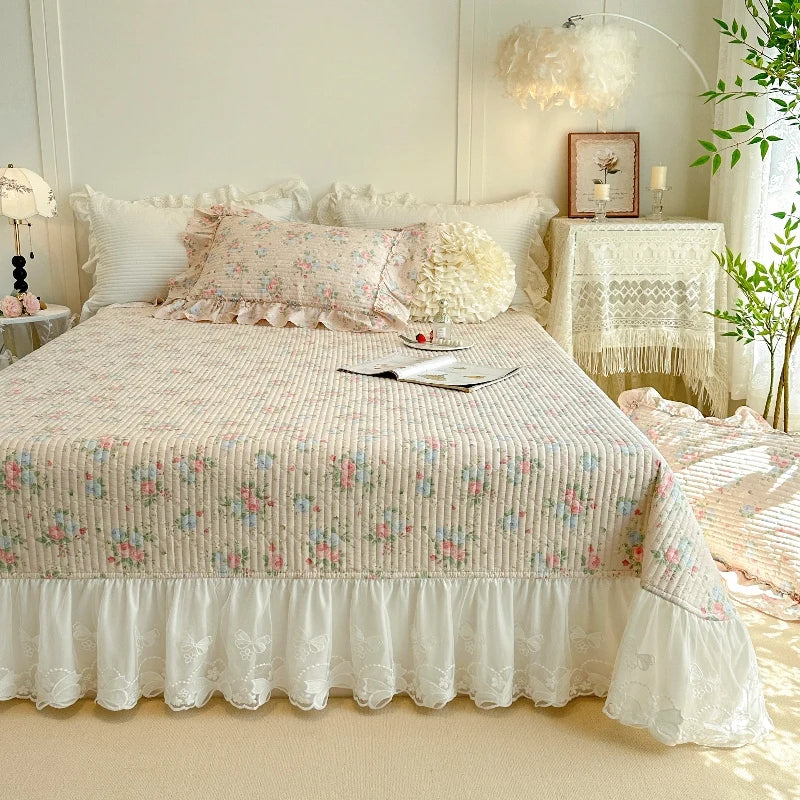 Baumwoll-Bettdecken-Set – Romantisches Spitzen-Design – Doppelbett