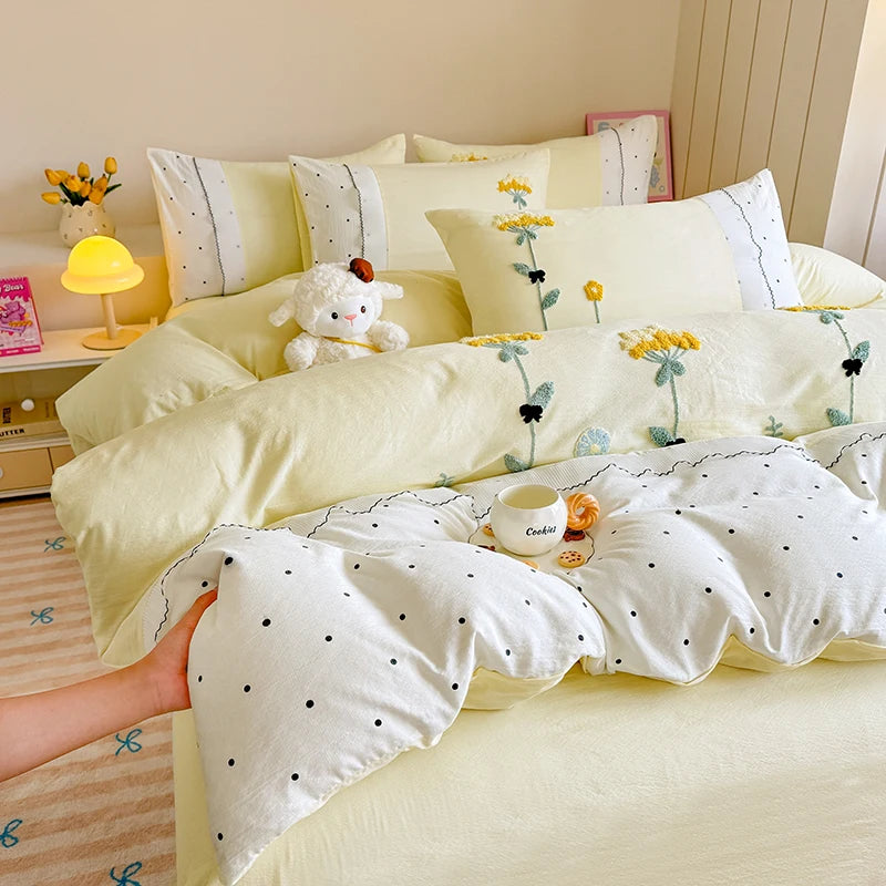 Baumwoll-Bettwäsche-Set – Blümchen-Design – Twin/Double-Grösse