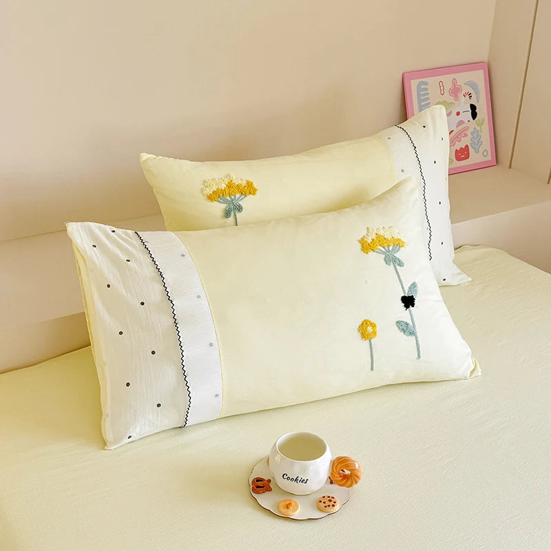 Baumwoll-Bettwäsche-Set – Blümchen-Design – Twin/Double-Grösse