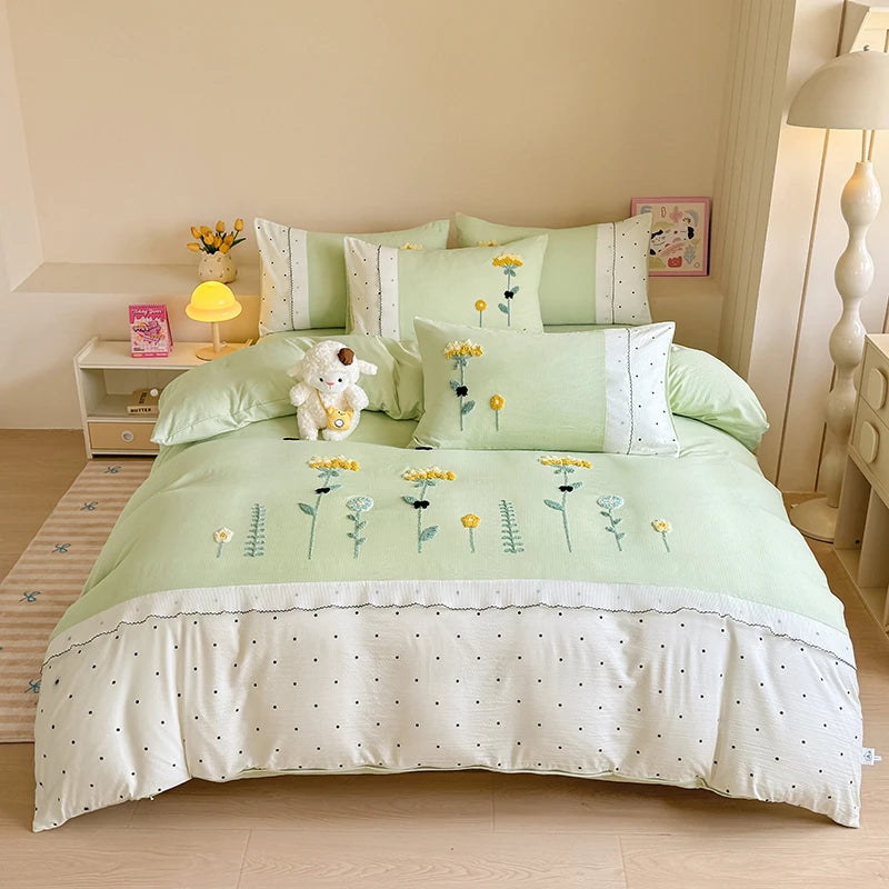 Baumwoll-Bettwäsche-Set – Blümchen-Design – Twin/Double-Grösse